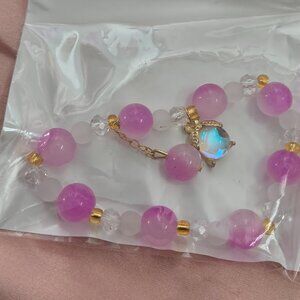 Beaded Stretch Bracelet With Dangle Bead